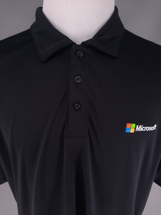 Microsoft Polo Golf Shirt Men's 2XL Black Embroidered Employee